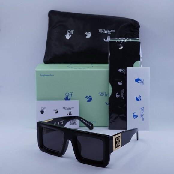 Off-White OERI060 AF LEONARDO 1007 Square Sunglasses – Black/Dark Grey - Picture 6 of 11